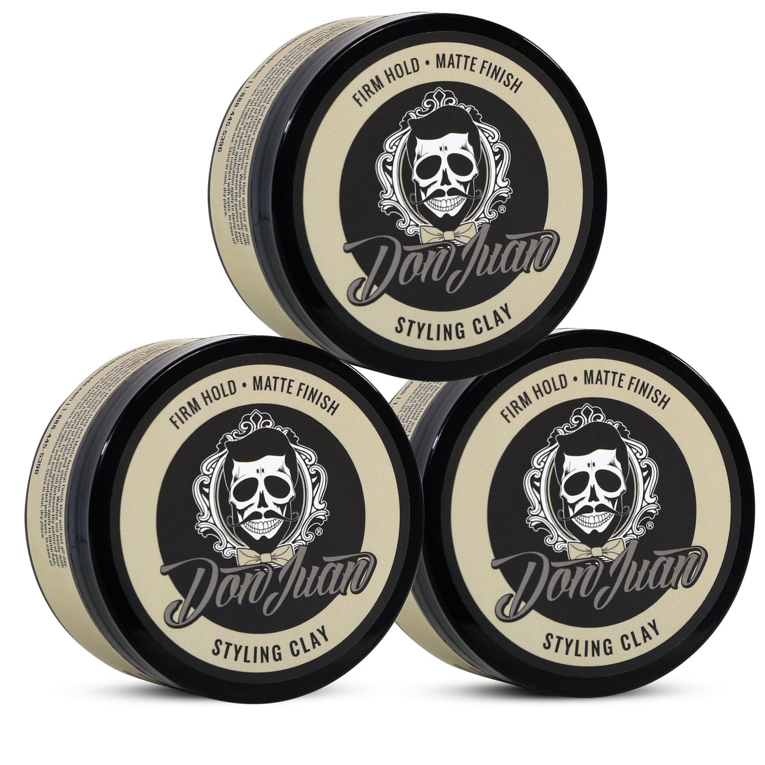 Don Juan Handcrafted Styling Clay Pomade | Medium Hold | Matte Natural Finish | Water Based | Summer Breeze Scent, 4oz Pack of 3